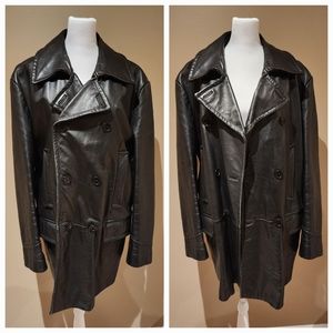 Banana Republic Leather ¾ Length Peacoat (Men's, Size: Large)